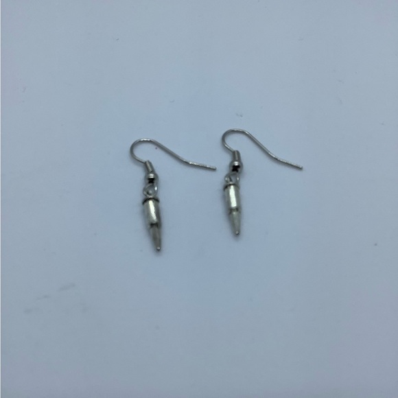 Silver Tone Bullet Dangle Earrings ( 3 for $15 ) - Picture 3 of 3